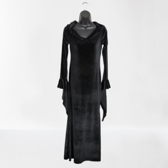 Boutique Whimsigoth Goth Witch Vampy Addams Family Cosplay Velour Dress M - Picture 1 of 9